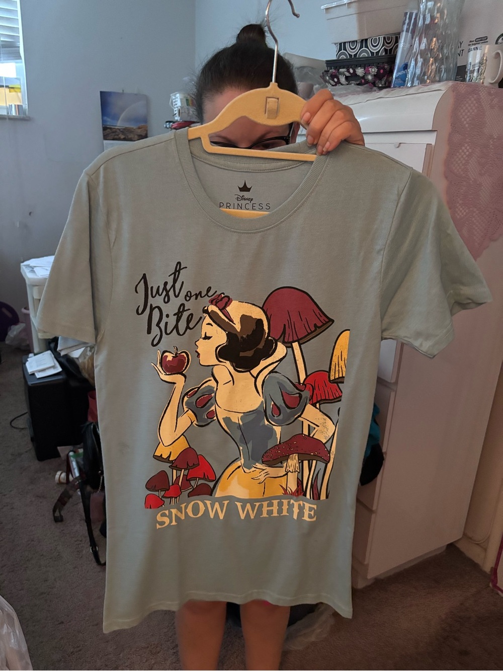 Disney Princess Light Blue Snow White Graphic Shirt with Multicolor Print